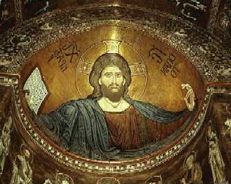 Mosaico bizantino del Duomo di Monreale che mostra il Cristo Pantocrator