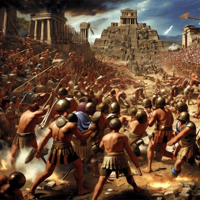 La battaglia di Xama tra Romani e Maya (immagine creata con openart.ai)