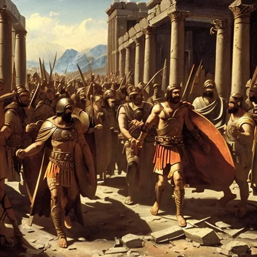 Serse e il suo esercito occupano la citt di Sparta (immagine creata con openart.ai)