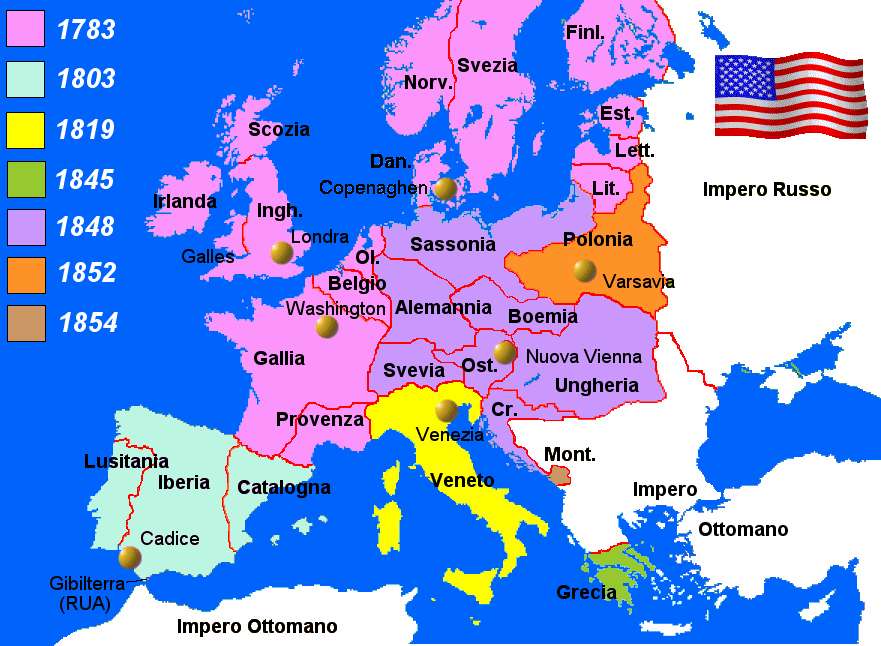 La costituzione degli Stati Uniti d'Europa dal 1783 al 1854