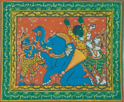 Una scena tratta dal poema epico Ramayana: Rama affronta in duello il demone Rhavana sull'isola di Ceylon