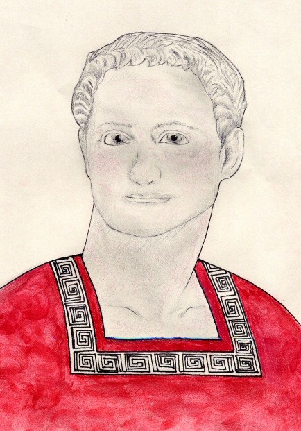 Tito Flavio Domiziano (81-96 d.C.), disegno a matita e a pastelli a cera della mia studentessa Serena Piotti