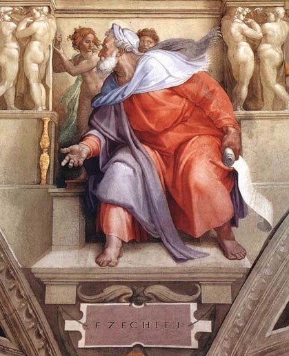 Michelangelo Buonarroti, Il profeta Ezechiele, volta della Cappella Sistina