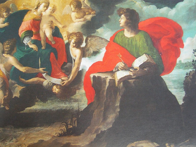 San Giovanni Evangelista a Patmos, esposto nella Sala dell'Orologio a Palazzo Marino, Milano, attribuito a Niccolò Tornioli (1598-1651) dalla mia amica Anna Elena Galli