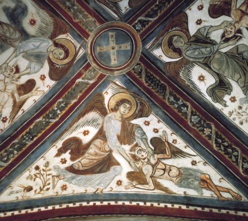Gli Angeli dell'Apocalisse, dagli affreschi della cripta della cattedrale di Anagni, circa 1230