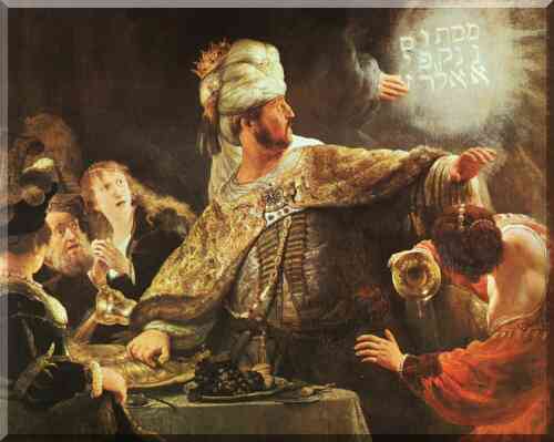 Rembrandt van Rjin, Il banchetto di Baldassarre, olio su tela