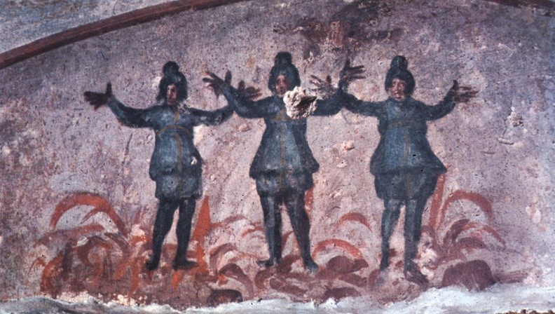 Anania, Misaele e Azaria nella fornace, Roma, Catacombe di Priscilla, III secolo