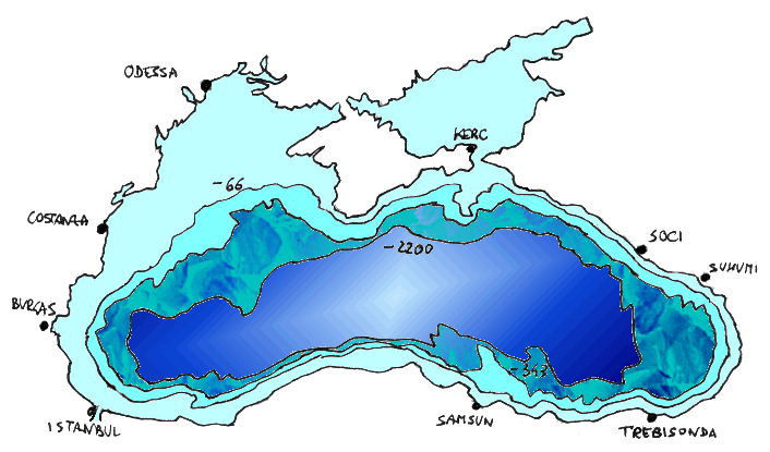 Il fondale del Mar Nero, disegno dell'autore