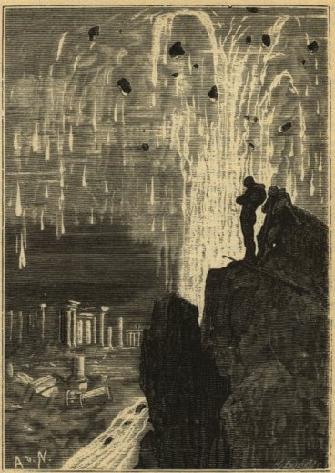 Le rovine di Atlantide in un’illustrazione di Alphonse de Neuville e Edouard Riou per "Ventimila leghe sotto i mari" di Jules Verne