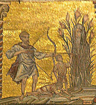 Lamec uccide il suo antenato Caino, mosaici del Battistero di Firenze