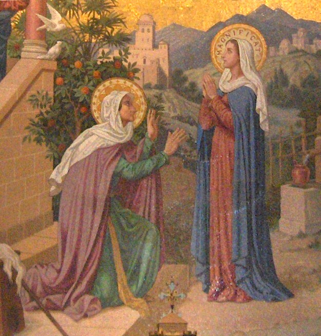 M. Grellet, "Maria visita Elisabetta", Basilica del Rosario di Lourdes, 1903