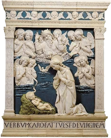 Andrea della Robbia, Natività, formella in maiolica, La Verna