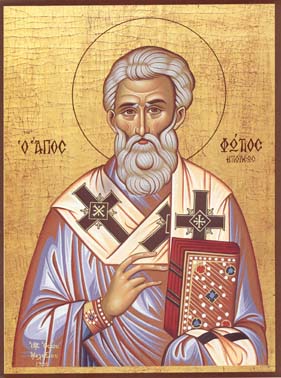 Icona ortodossa rappresentante Fozio di Costantinopoli