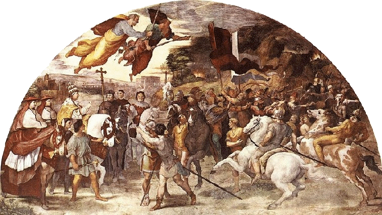 Raffaello Sanzio, Papa Leone Magno ferma Attila, Affresco, Palazzo Vaticano, Stanza di Eliodoro
