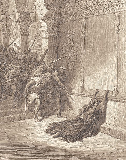 Gustave Dor, l'uccisione di Atalia, litografia