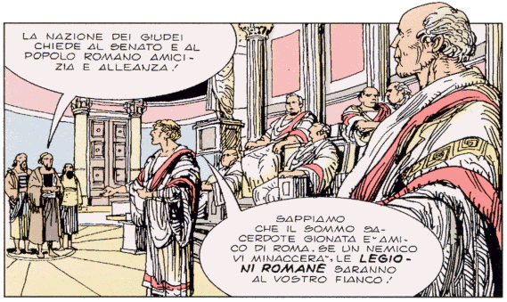 L'ambasciata dei Giudei a Roma come è stata disegnata nella "Sacra Bibbia a fumetti" della San Paolo (1998)