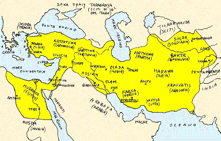 L'impero Persiano di Cambise II (disegno dell'autore di questo sito; clicca per ingrandire)