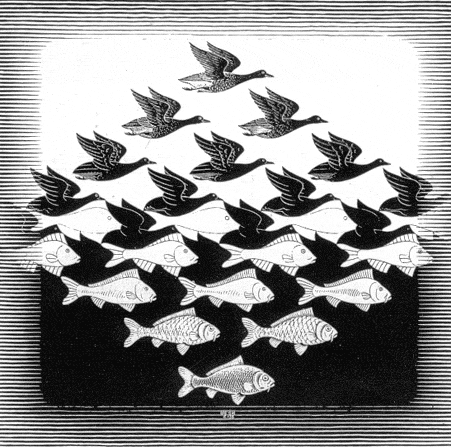 Maurits C. Escher, Cielo e acqua 1, 1930, xilografia