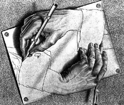 Maurits C. Escher, Mani che disegnano, 1948, litografia