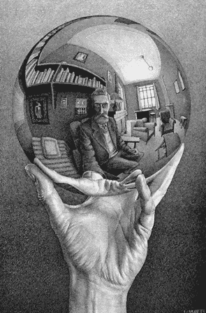 Maurits C. Escher, Mano con sfera riflettente, 1935, litografia