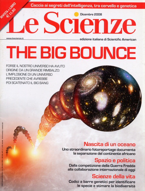 Copertina di "Le Scienze" del dicembre 2008 dedicata all'ipotesi del Big Bounce