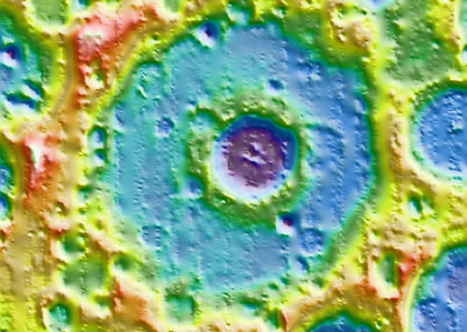 Analisi gravimetrica del cratere Einstein A sulla Luna, all'interno del cratere Einstein (credits LOLA/NASA)