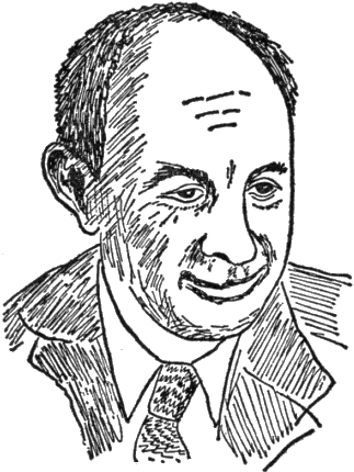 Enrico Fermi in un disegno di George Gamow (da "Trent'anni che sconvolsero la Fisica", 1965)