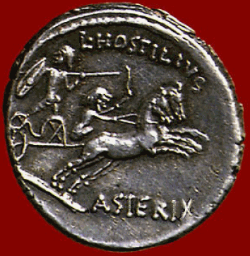 Moneta romana in onore di Asterix il guerriero