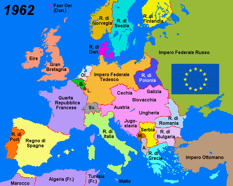 L'Europa nel 1962, all'alba dell'Unione Europea