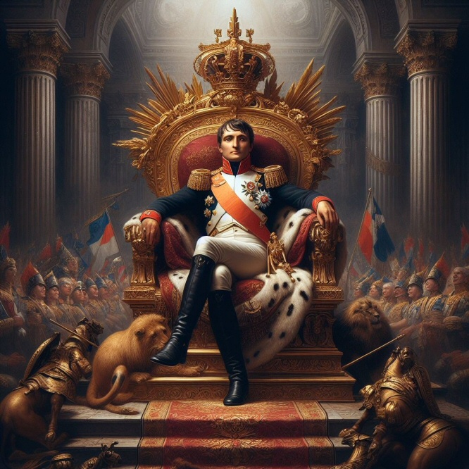 Napoleon Washington sul trono, ritratto da Gilbert Charles Stuart