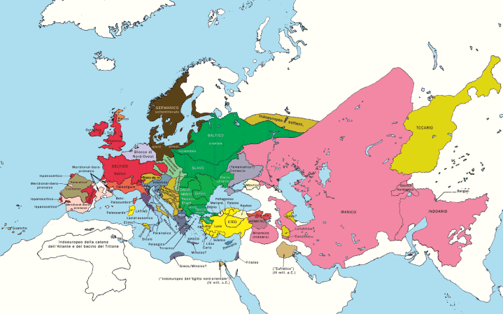 Le Classi Linguistiche Indoeuropee verso il 1500 a.C. (cliccare per ingrandire)