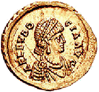 Moneta dell'imperatore romano d'oriente Teodosio II