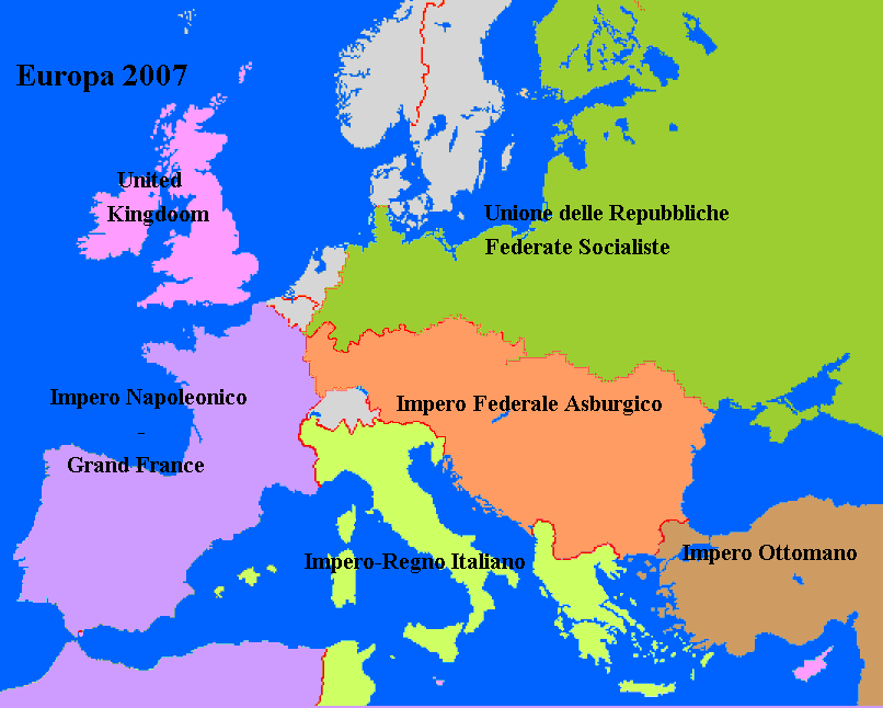 L'Europa "napoleonica" nel 2007 (cartina di Giorgio Tebaldi)
