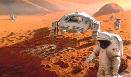 L'equipaggio della Capricorn 14 su Marte il 10 luglio 1986