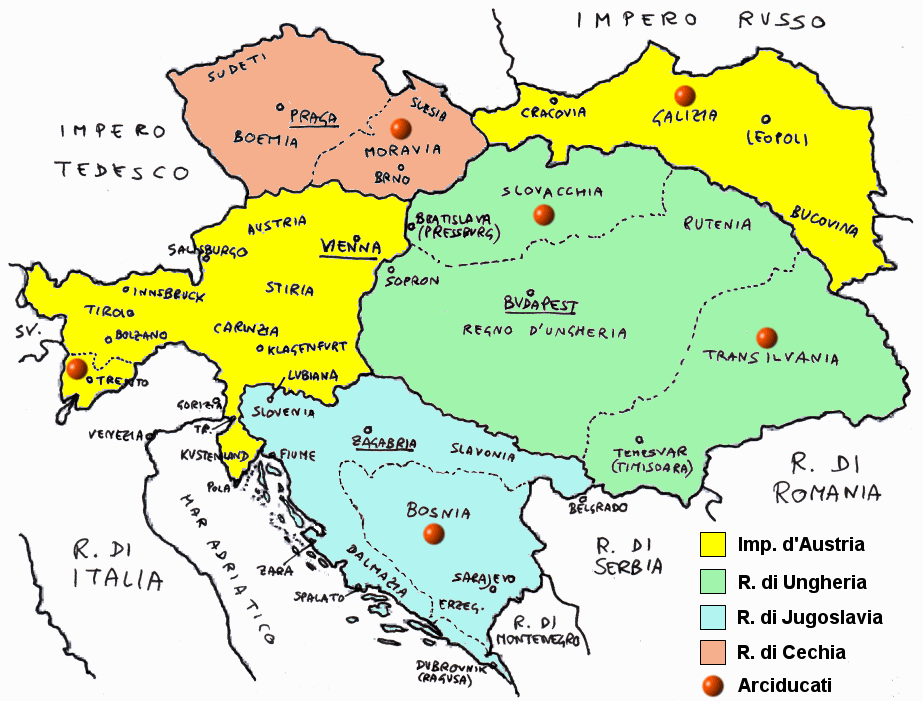 La Quadruplice Monarchia Asburgica nel 1918