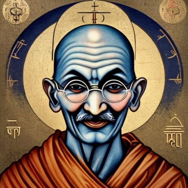 Icona di San Ghandi (immagine creata con openart.ai)