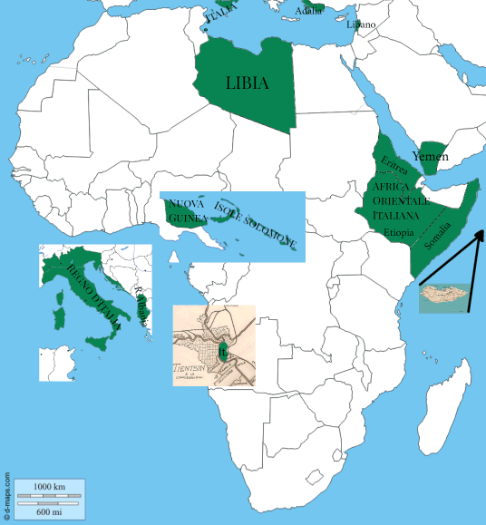 Le colonie italiane (cliccare sull'immagine per ingrandirla)