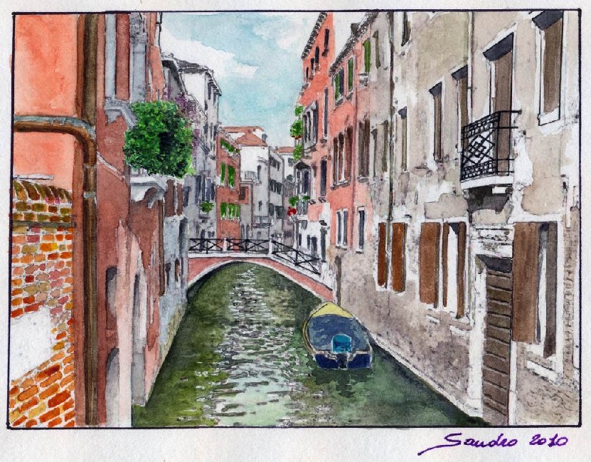 Canale di Venezia, acquerello di Sandro Degiani