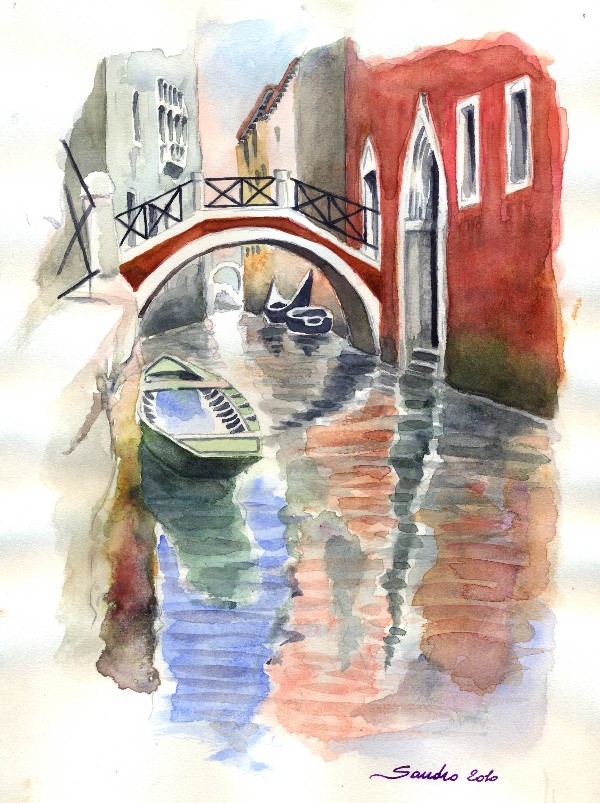 Canale di Venezia, acquerello di Sandro Degiani