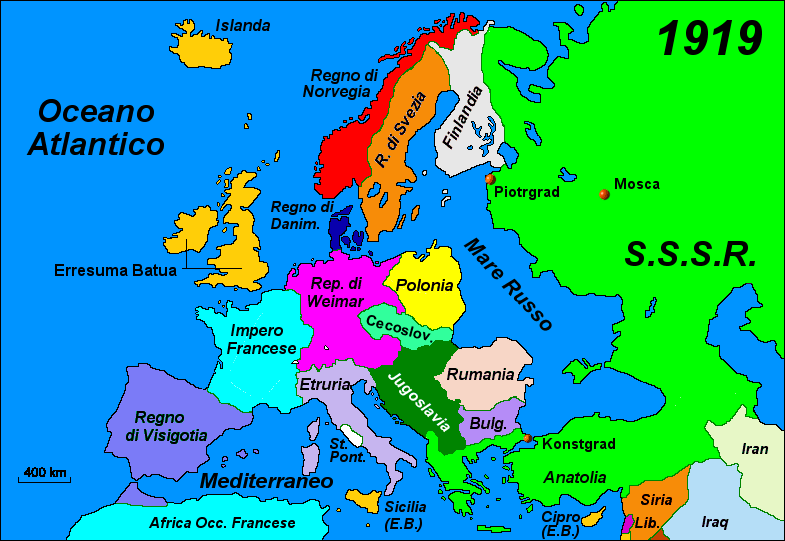L'isola Europa nel 1919