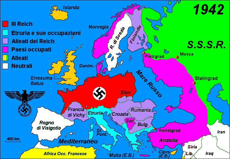 L'isola Europa nel 1942