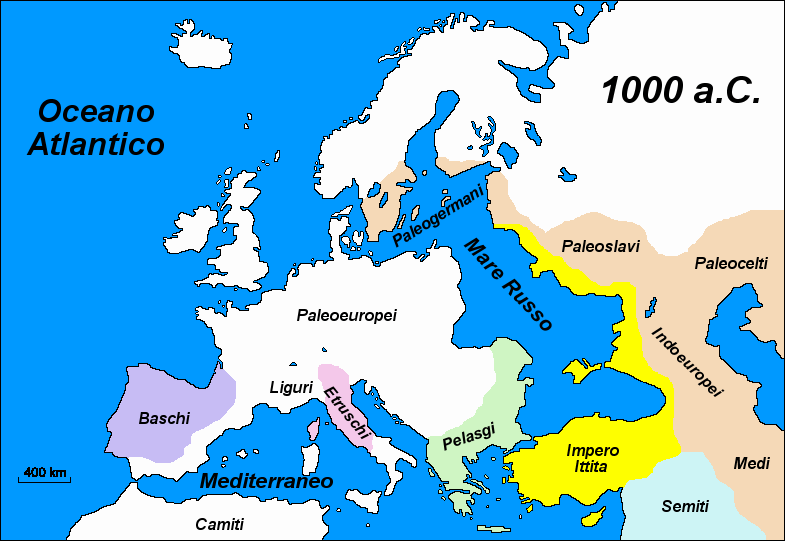 L'isola Europa nel 1000 a.C.