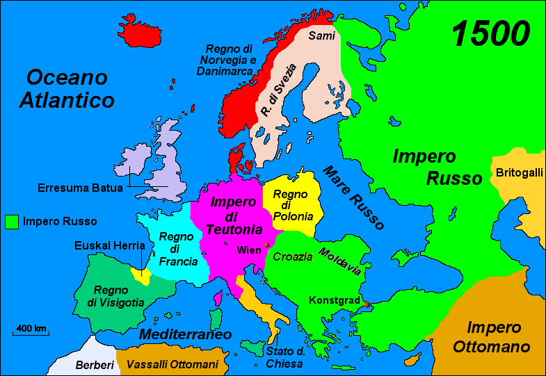 L'isola Europa nel 1500 d.C.