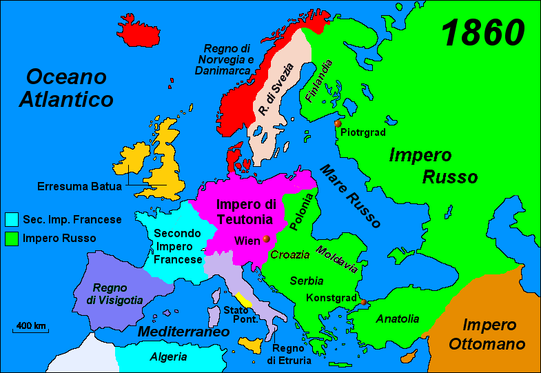 L'isola Europa nel 1860