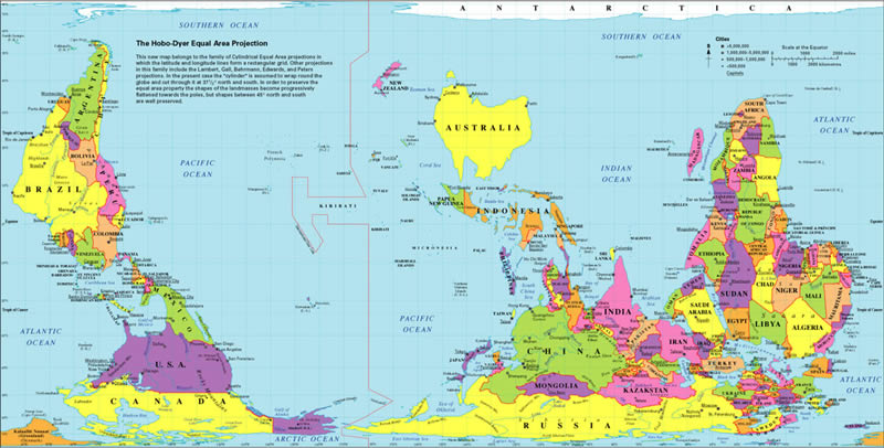 Il mondo alla rovescia in una mappa neozelandese fornitaci dall'amico Enrique!