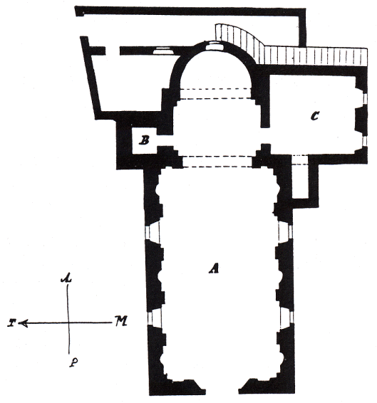 Pianta della chiesa di Tornavento disegnata nel 1858 dall'ing. Luigi Giudici