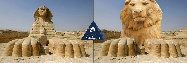 Testa reale e testa ucronica della Sfinge di Gizah