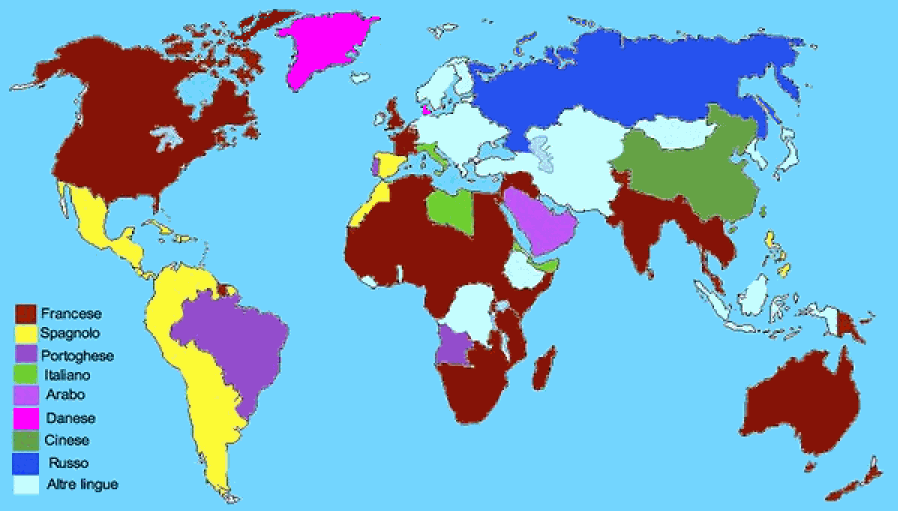 Distribuzione del francese in un mondo senza inglese
