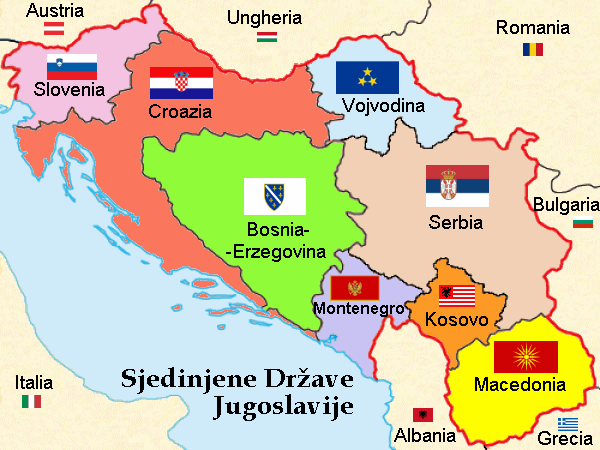 Le Repubbliche Federali che compongono la Jugoslavia