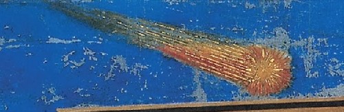 La cometa di Halley ritratta da Giotto (in alto) a confronto con una foto della cometa scattata durante l'ultimo passaggio, nel 1986